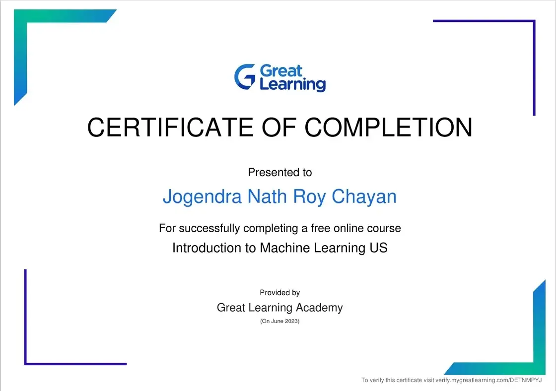 Machine Learning Certificate